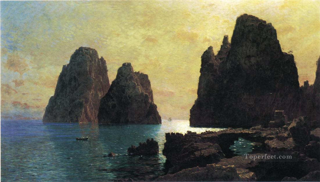 The Faraglioni Rocks scenery Luminism William Stanley Haseltine Oil Paintings
